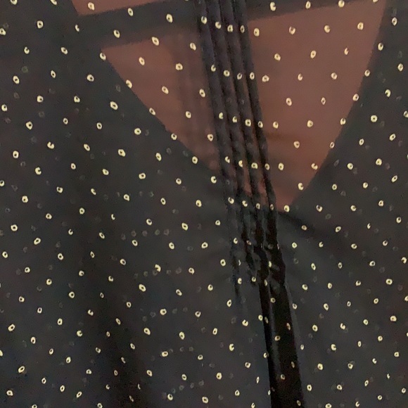 Like New ! Navy Polka Dot Sheer Blouse - Picture 7 of 7
